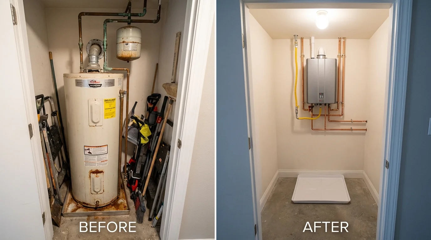 Tank water heater versus wall-mounted tankless unit comparison for Nettleton, MS homeowners